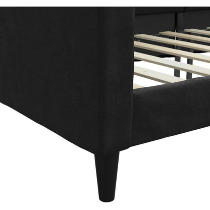 2-Sitzer Schlafsofa mit Stauraum & Bettfunktion 100x200 cm Schwarz