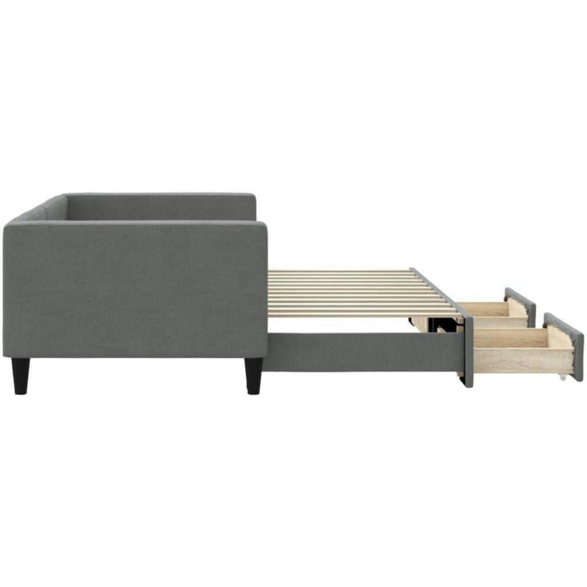 Tagesbett ausziehbar mit Schubladen – Schlafsofa 90x200 cm Dunkelgrau