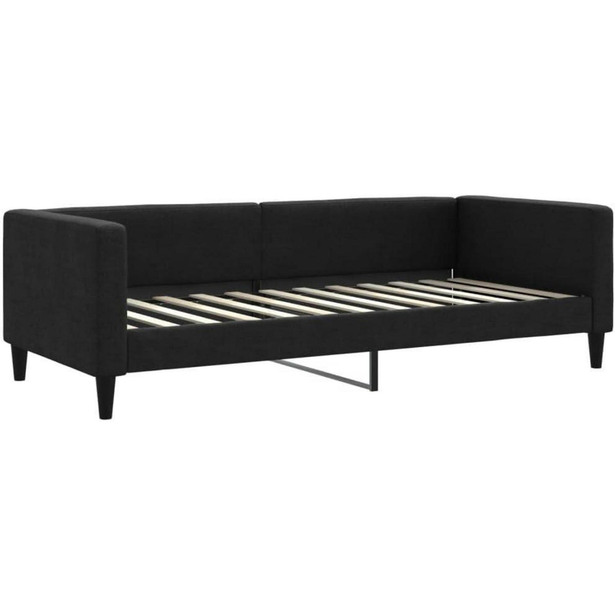 Schlafsofa 2-Sitzer Schwarz – Ausziehbett mit Bettkasten & Schublade