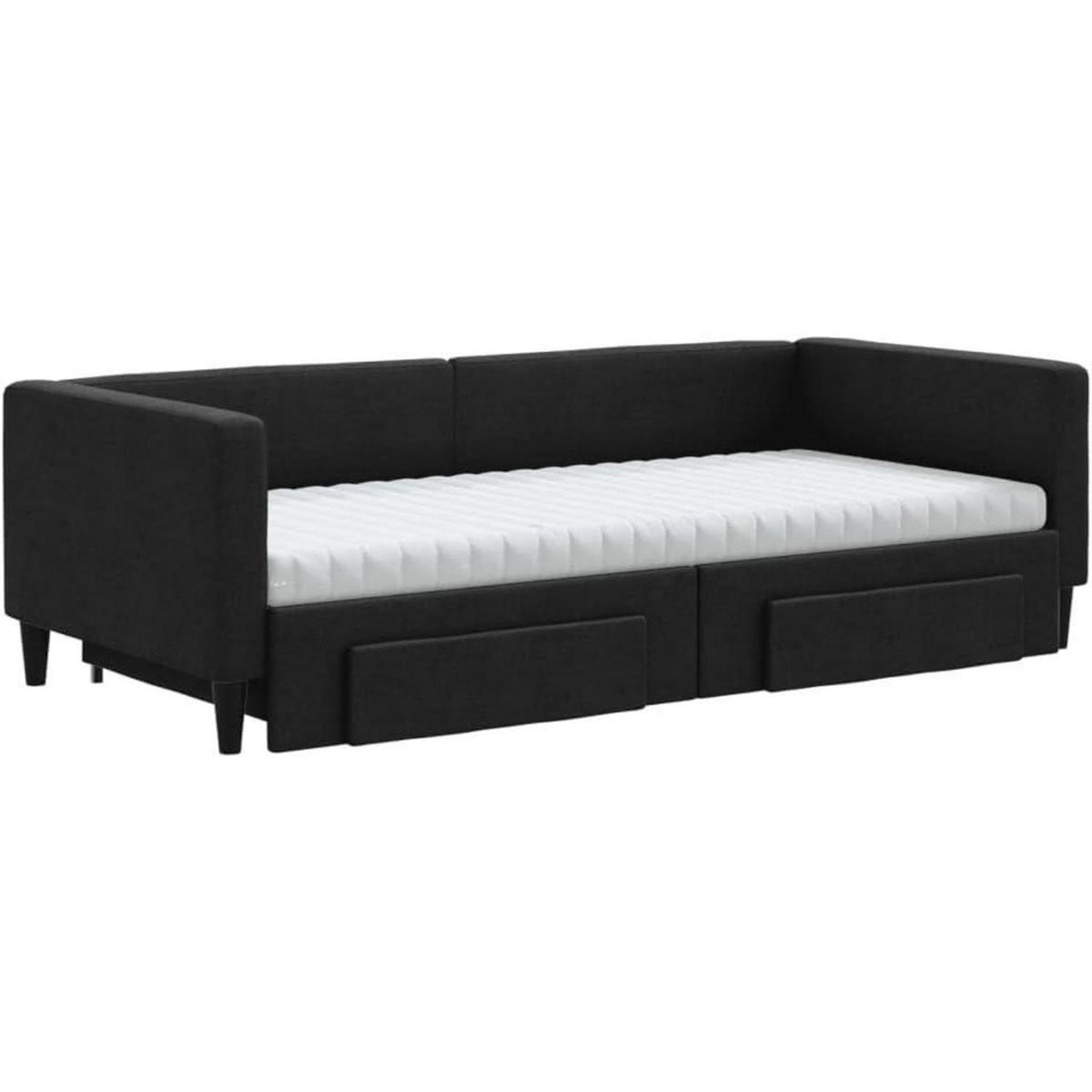 Tagesbett ausziehbar mit Schubladen – 90x190 cm Schlafsofa Schwarz
