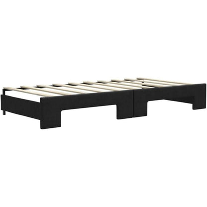 Tagesbett ausziehbar mit Schubladen – 90x190 cm Schlafsofa Schwarz