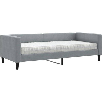 Schlafsofa 2-Sitzer mit Matratze – Hellgrau 90x200 cm