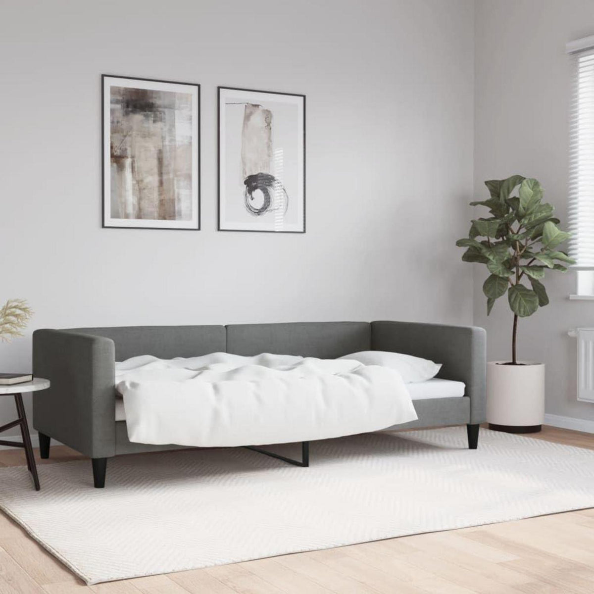 Tagesbett Schlafsofa 2-Sitzer mit Stauraum & Schlaffunktion Dunkelgrau
