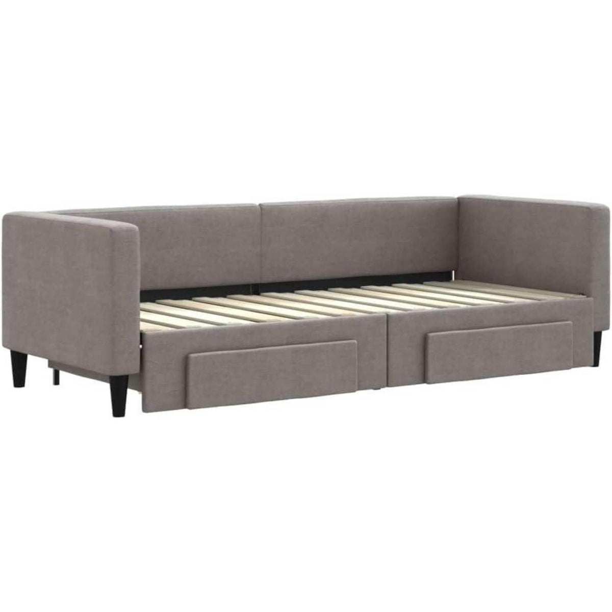 2-Sitzer Schlafsofa mit Bettkasten & Schublade Taupe 80x200 cm