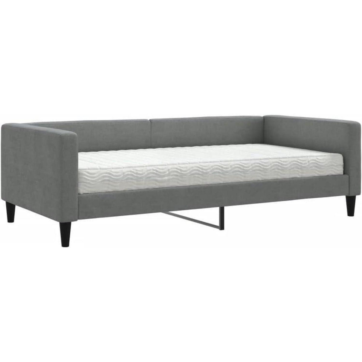 Schlafsofa 2-Sitzer Dunkelgrau – Bett mit Stauraum & Matratze