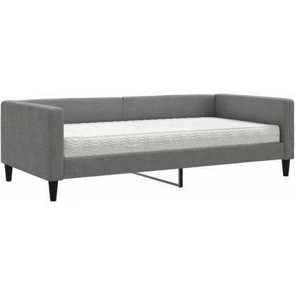 Schlafsofa 2-Sitzer Dunkelgrau – Bett mit Stauraum & Matratze