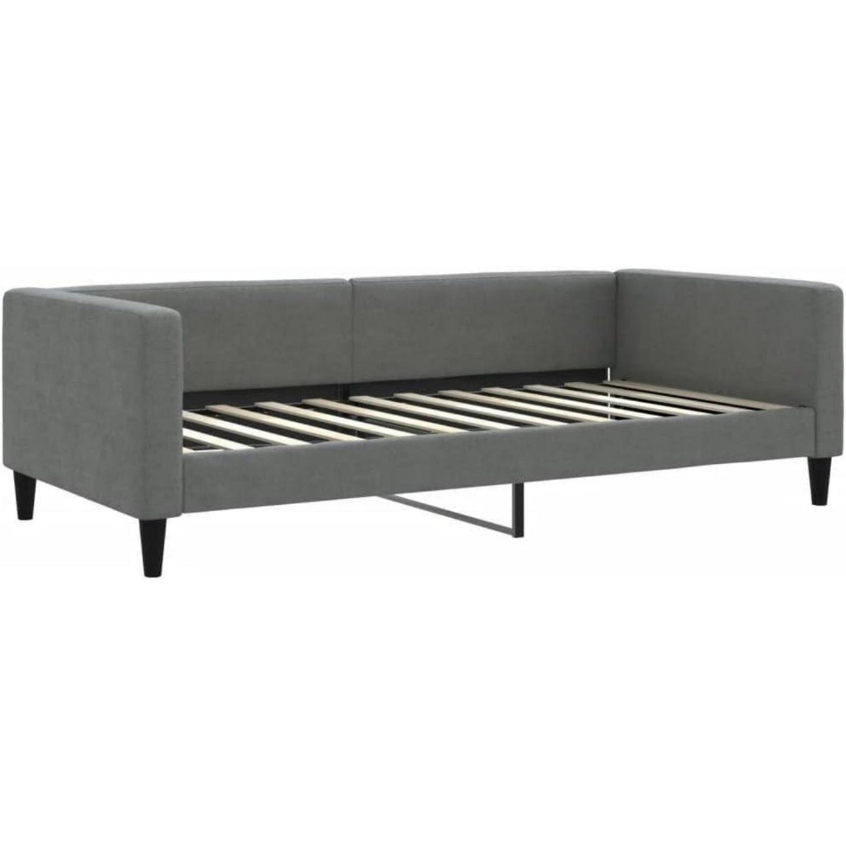 Schlafsofa 2-Sitzer Dunkelgrau – Bett mit Stauraum & Matratze