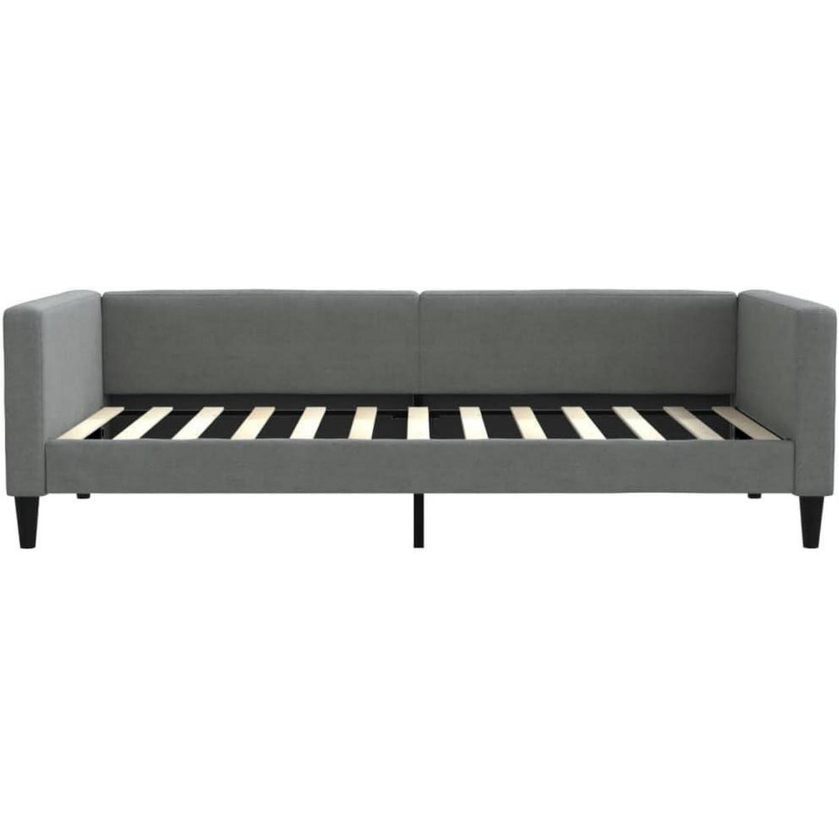 Schlafsofa 2-Sitzer Dunkelgrau – Bett mit Stauraum & Matratze