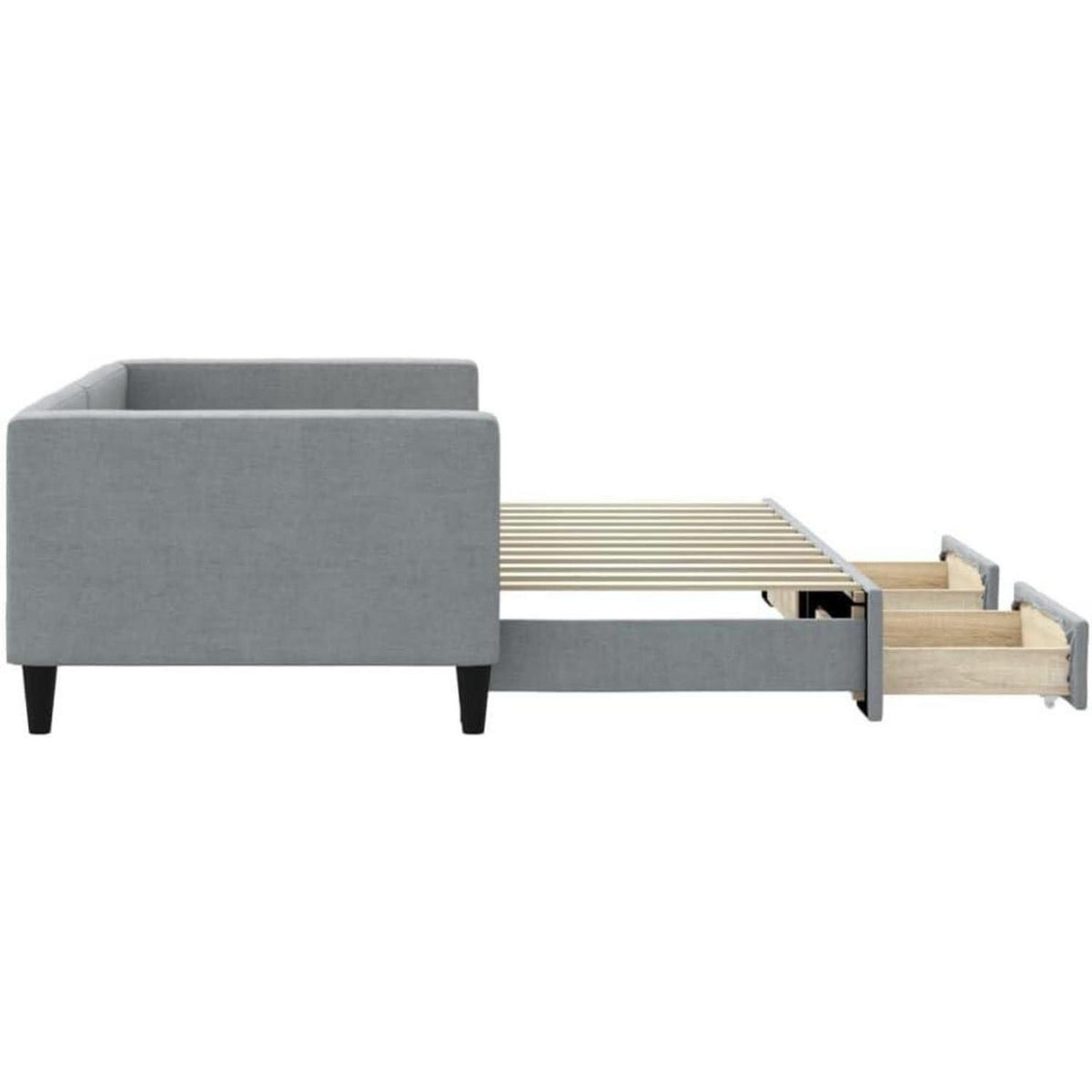 2-Sitzer Schlafsofa mit Bettkasten & Schublade, Hellgrau 90x200 cm