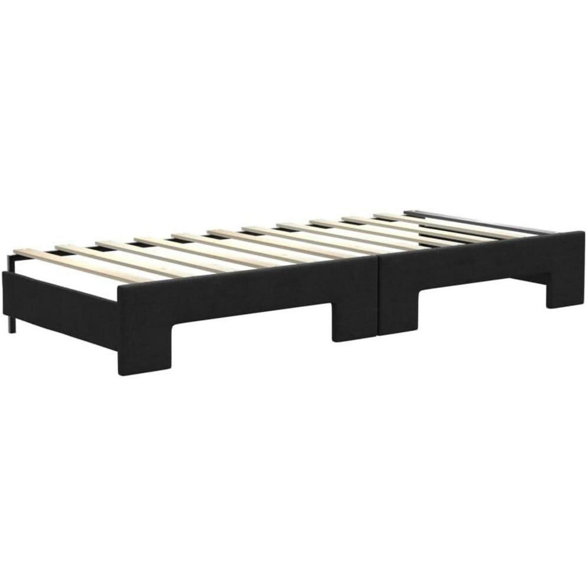 Schlafsofa 2-Sitzer Schwarz – Ausziehbett mit Bettkasten & Schublade