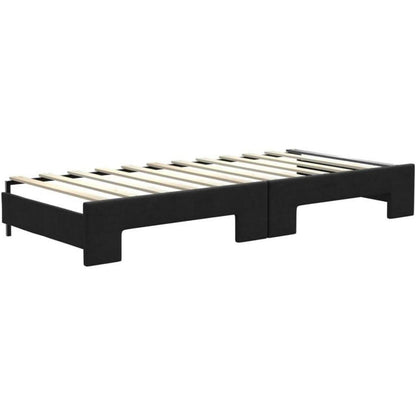 Schlafsofa 2-Sitzer Schwarz – Ausziehbett mit Bettkasten & Schublade