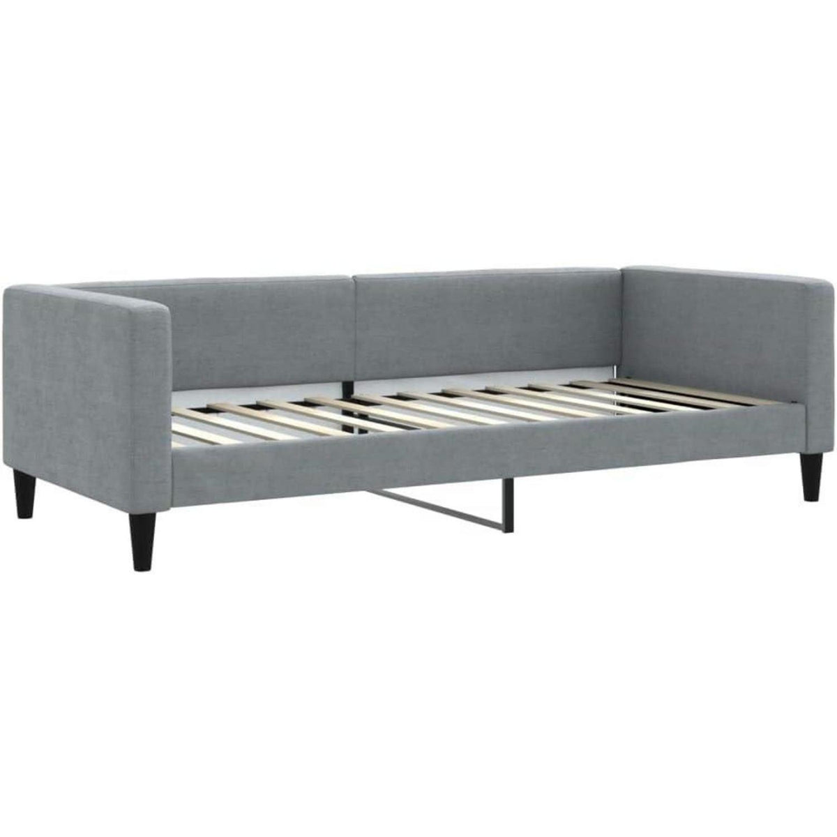 Schlafsofa 2-Sitzer mit Bettkasten & Matratze – Hellgrau 90x200 cm