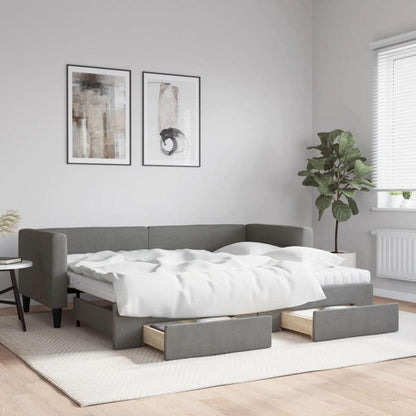 Schlafsofa 2-Sitzer Dunkelgrau, 80x200 cm mit Bettkasten