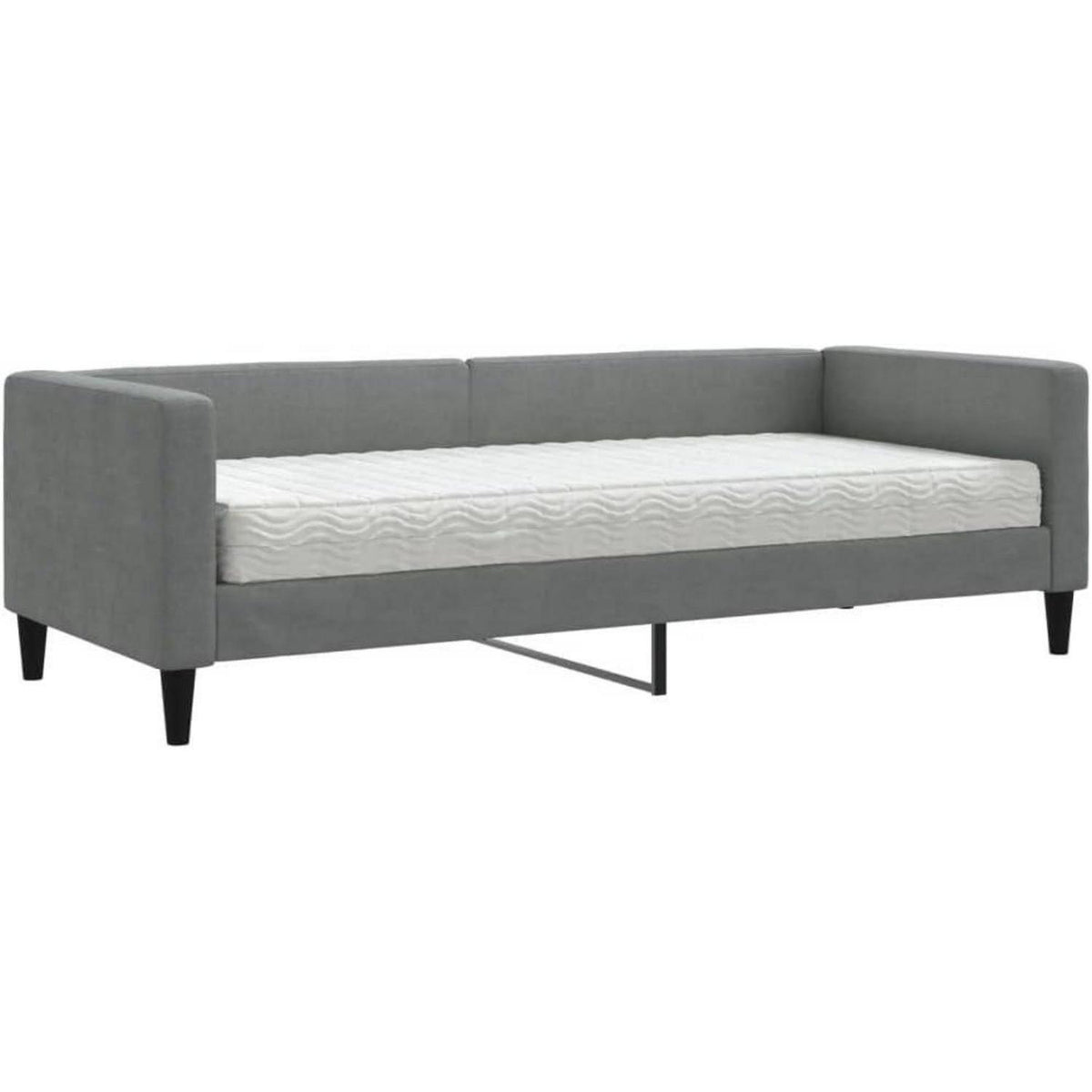 Schlafsofa 2-Sitzer Dunkelgrau 80x200 cm mit Matratze & Stauraum