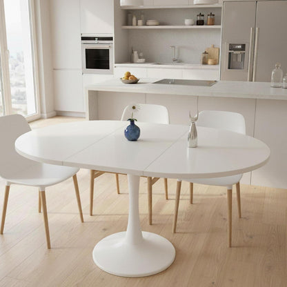 Runder Esstisch Ausziehbar Weiß – 100/140 cm | Modern & Vielseitig