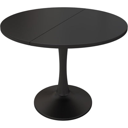 Runder Esstisch Ausziehbar Schwarz – 100/140x100cm