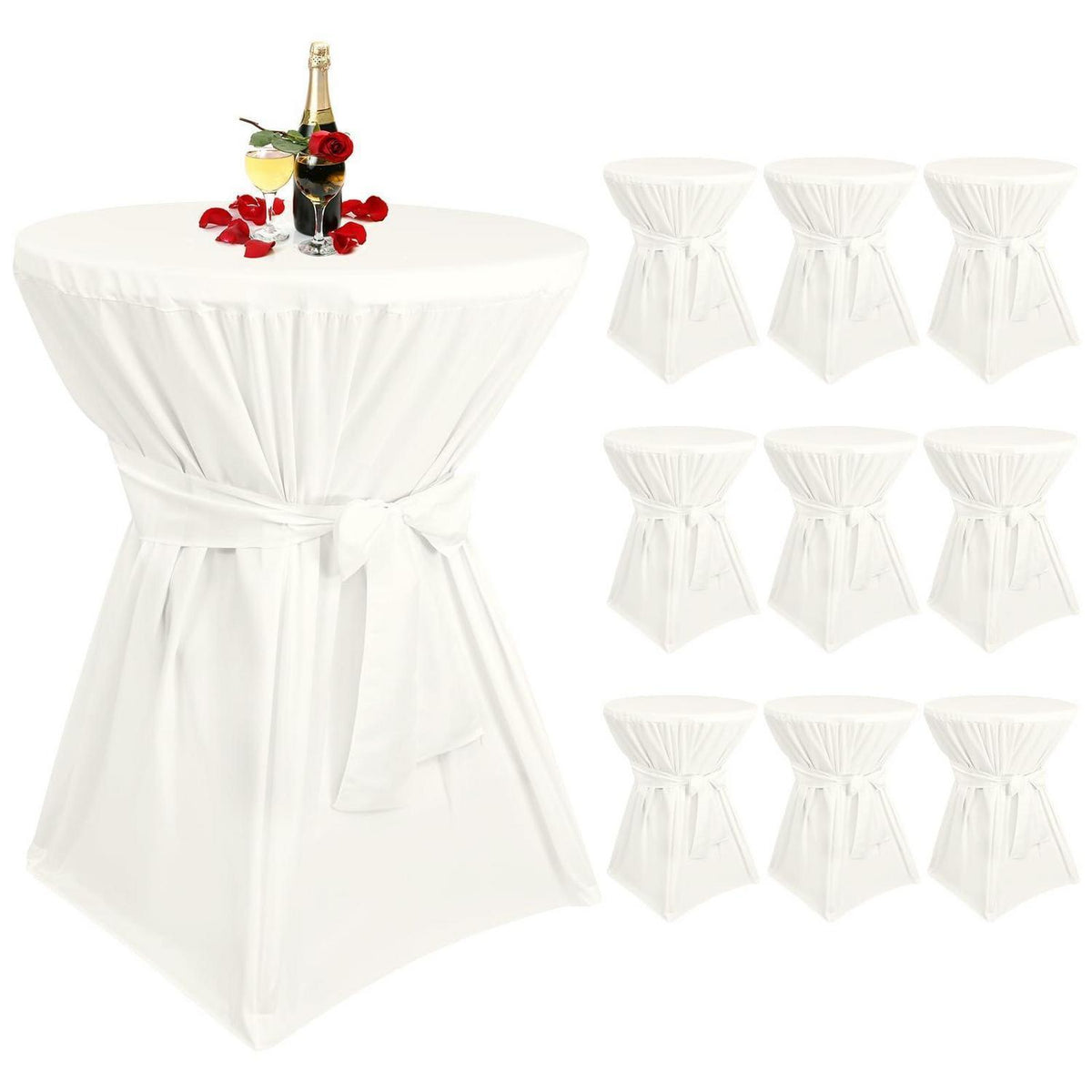 Stehtischhüllen Elfenbein – 10er Set für Tische Ø80-85cm