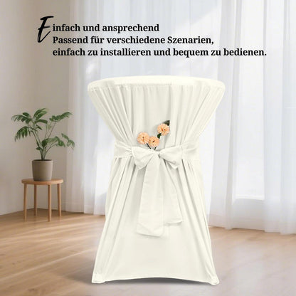 Stehtischhüllen Elfenbein – 10er Set für Tische Ø80-85cm