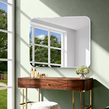 Rahmenloser Wandspiegel 90x75 cm mit abgerundeten Ecken