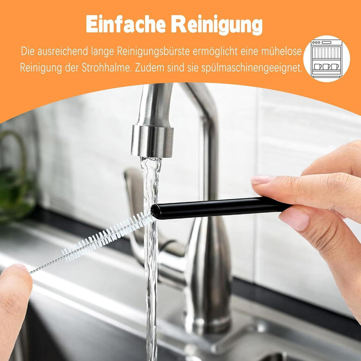 Wiederverwendbarer Strohhalm für Stanley Iceflow 2.0 (Schwarz)