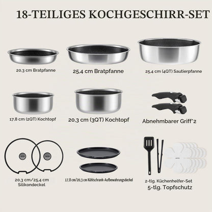 Tri-Ply Edelstahl Topfset 18-teilig mit Antihaftbeschichtung