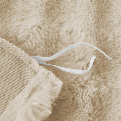 Langhaar Plüsch Bettwäsche Set 200x200 Beige, Winterwarm & Flauschig
