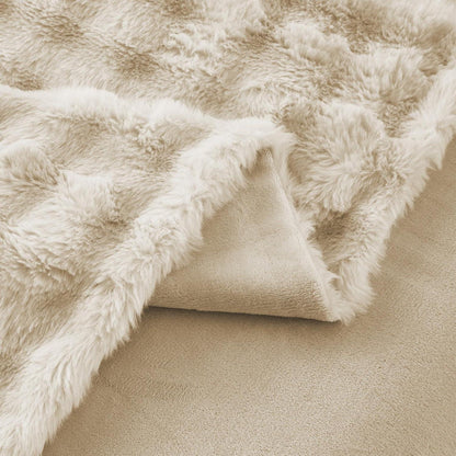 Langhaar Plüsch Bettwäsche Set 135x200 Beige - Winterwarm & Flauschig