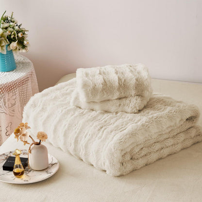 Langhaar Plüsch Bettwäsche Set 135x200 Beige - Winterwarm & Flauschig