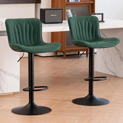 Drehbarer Barhocker 2er Set, Höhenverstellbar, Dunkelgrün