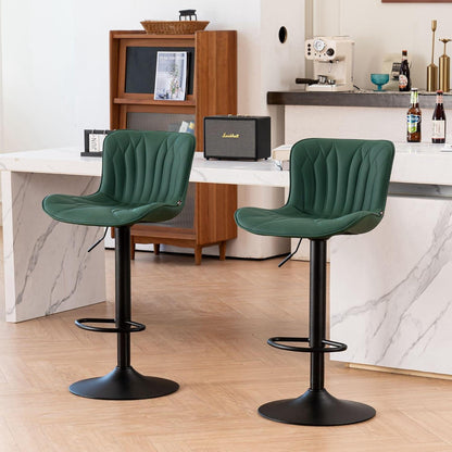 Drehbarer Barhocker 2er Set, Höhenverstellbar, Dunkelgrün