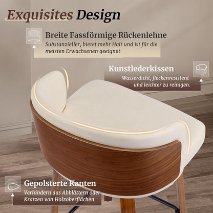 360° Drehbarer Barhocker mit Lehne – Weiß