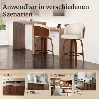 360° Drehbarer Barhocker mit Lehne – Weiß