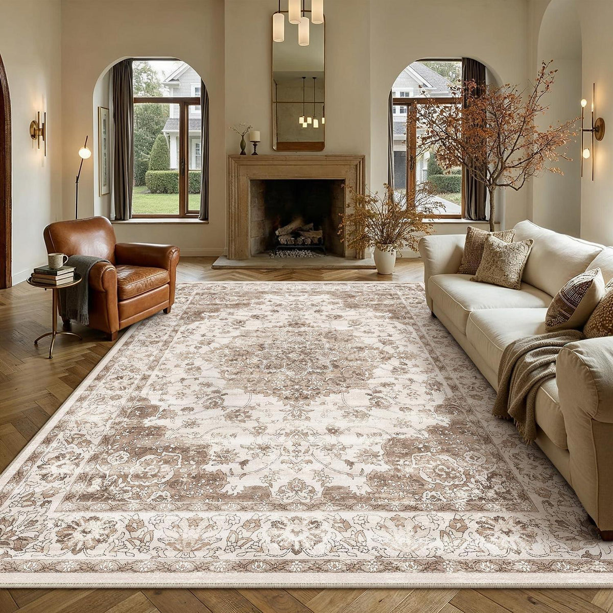 Braun Wohnteppich 200x300cm – Waschbar & Rutschfest