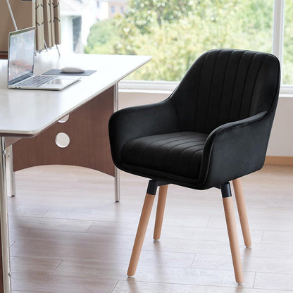 Esszimmerstühle 4er Set, 360° Drehbar, Schwarz Samt