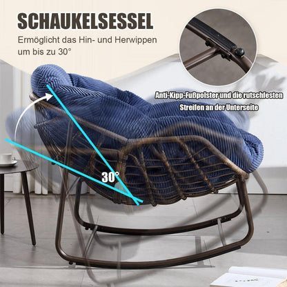 Rattan Schaukelstuhl Eiförmig Cord Blau Dunkelblau - Indoor Outdoor