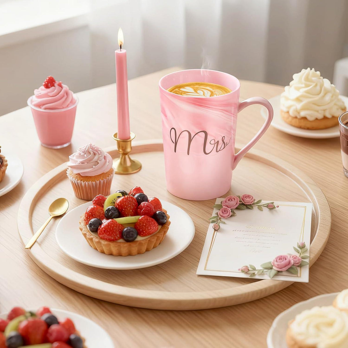 Wärmflasche Geschenkset Rosa mit Tasse & Zubehör