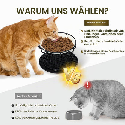 Erhöhte Katzennäpfe Keramik - 2er Set mit Silikonmatte