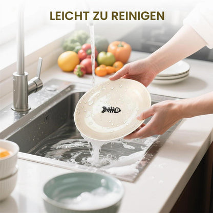 Erhöhte Katzennäpfe Keramik - 2er Set mit Silikonmatte
