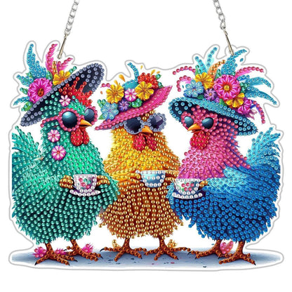 Diamant Painting Anhänger Huhn – DIY Fensterdeko für Kinder & Erwachsene