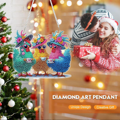 Diamant Painting Anhänger Huhn – DIY Fensterdeko für Kinder & Erwachsene