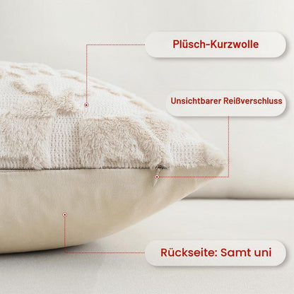 Weihnachtliche Kissenbezüge 2er Set, 45x45cm, Schneeflocken & Elch