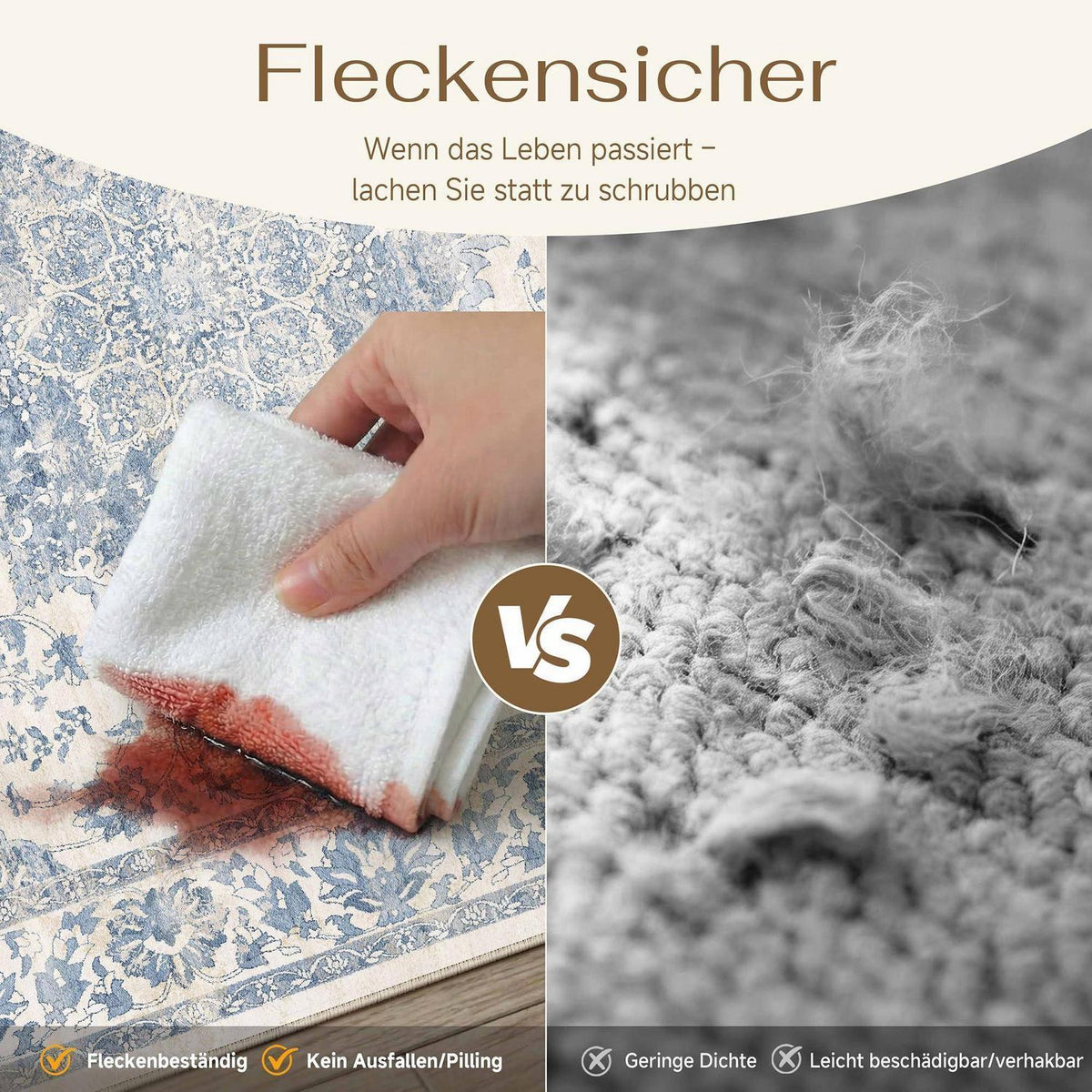 Blauer Wohnzimmerteppich 300x400cm – Waschbar & Rutschfest