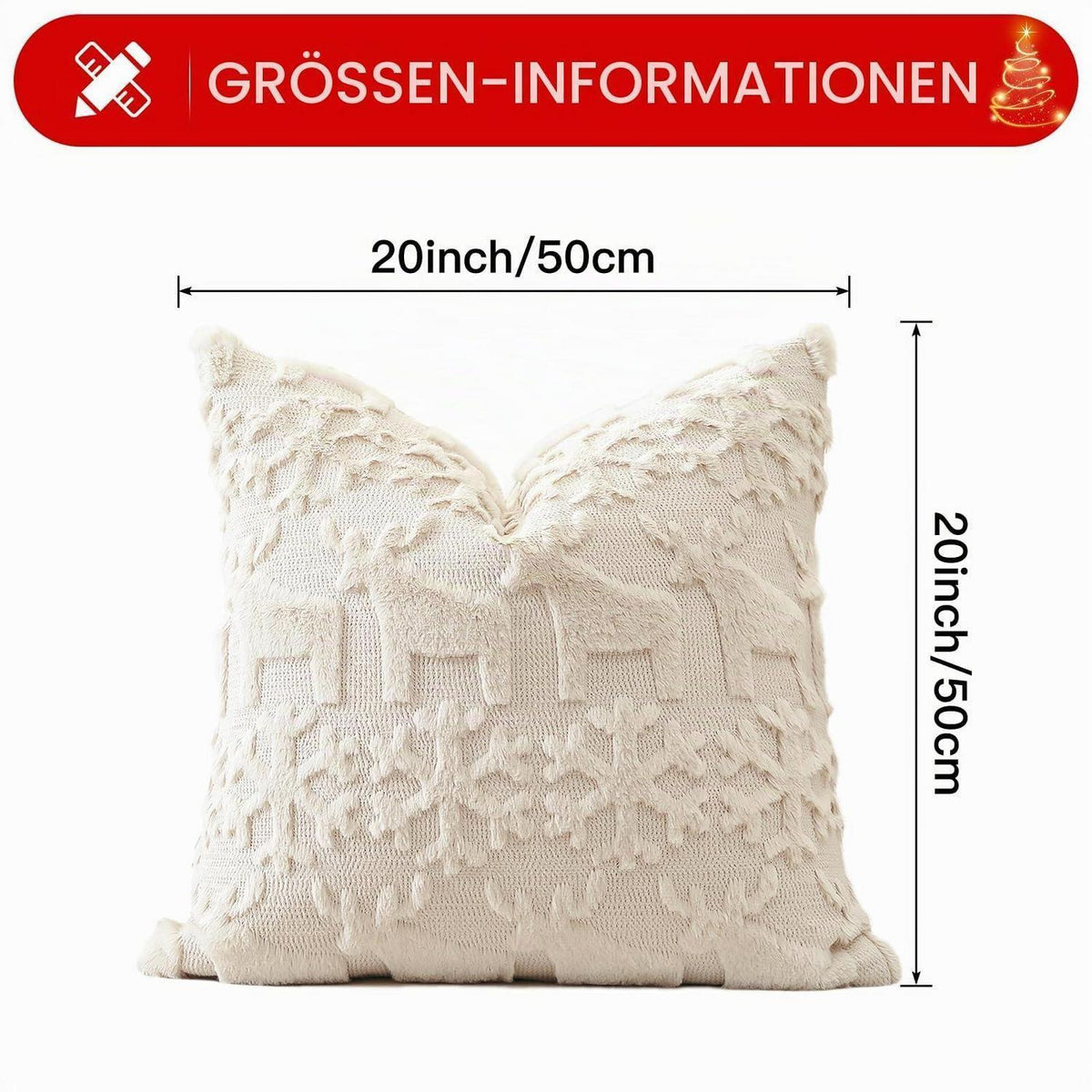 Weihnachtliche Kissenbezüge 50x50cm - Schneeflocken & Elch, 2er Set