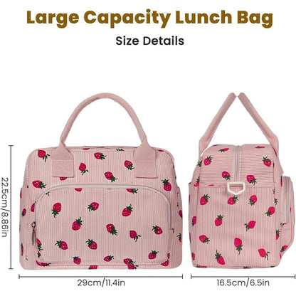 Isolierte Kühltasche Rosa-Erdbeere | Lunchbox für Arbeit & Picknick