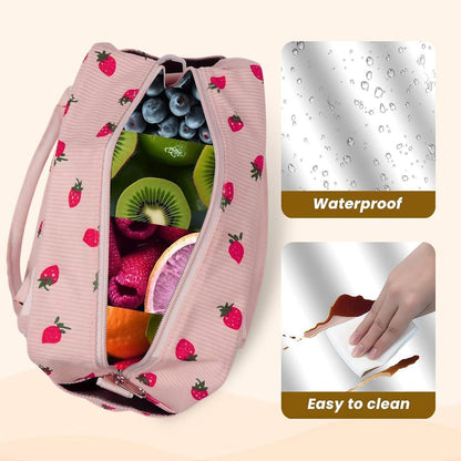 Isolierte Kühltasche Rosa-Erdbeere | Lunchbox für Arbeit & Picknick
