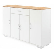 Weißes Sideboard Eiche Optik | 110cm Flurkommode mit Schublade