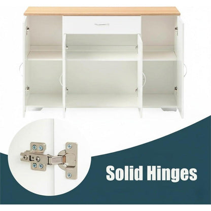 Weißes Sideboard Eiche Optik | 110cm Flurkommode mit Schublade