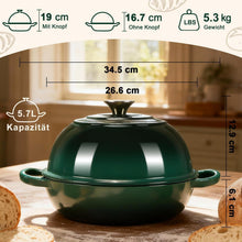 Gusseisen Dutch Oven Brotbacktopf 5,7L Grün