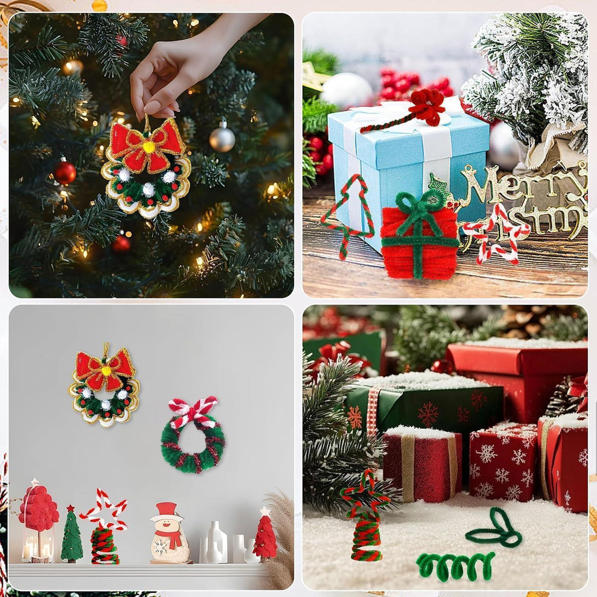 300 Pfeifenreiniger Basteln – Rot, Grün, Weiß – DIY Weihnachten