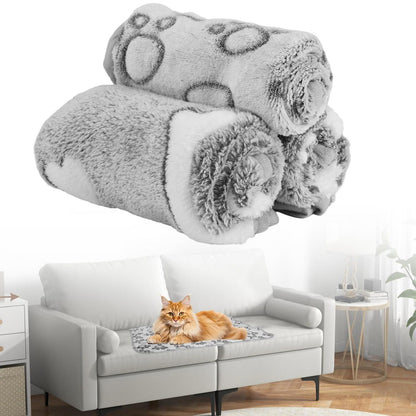 3x Kuscheldecke für Hunde & Katzen – 60x40cm, Pfotenmuster